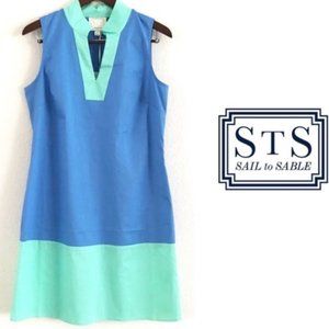 Sail to Sable Blue/Green Color Block Midi Dress